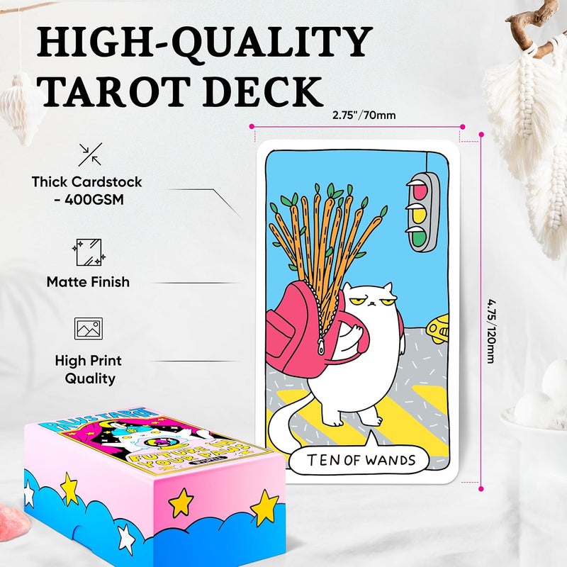 Wyspell Cat Tarot Cards: A 78-Card Tarot Deck with Guidebook for Beginners - Beautiful Unique Deck for Cat Lovers and Enthusiasts - Image 3